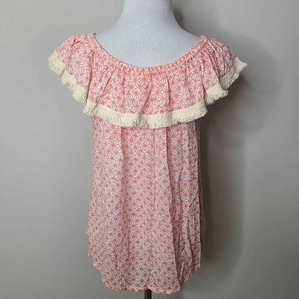 Roberta Roller Rabbit Fringe Off Shoulder Top XS - image 4